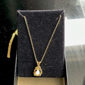 Opal in gold plated setting with gold plated 17” chain